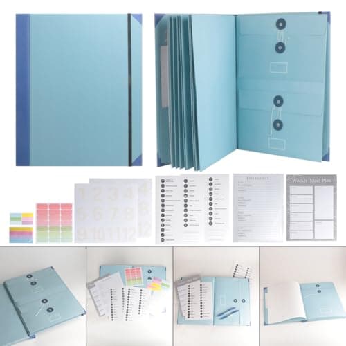 Document Organizer Folio,Binder, in Case I Go Missing Binder, Important with Pockets File Home School Office Supplies (Blue) - Image 1