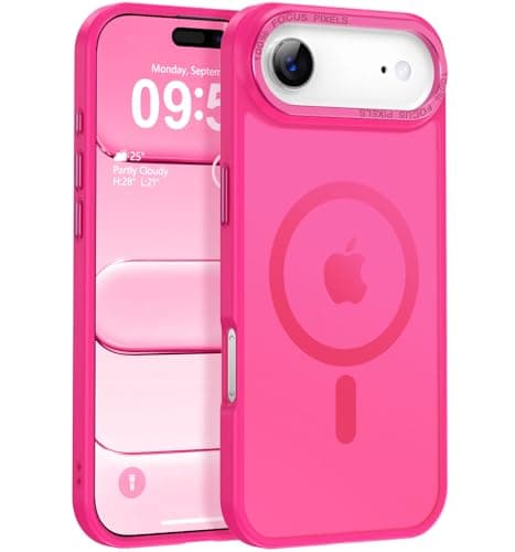 Newfuture Magnetic for iPhone Air Case [Compatible with Magsafe] [Military Grade Drop Protection] Translucent Matte Anti-Scratch Shockproof Protective Phone Cover 6.5 Inch, Hot Pink