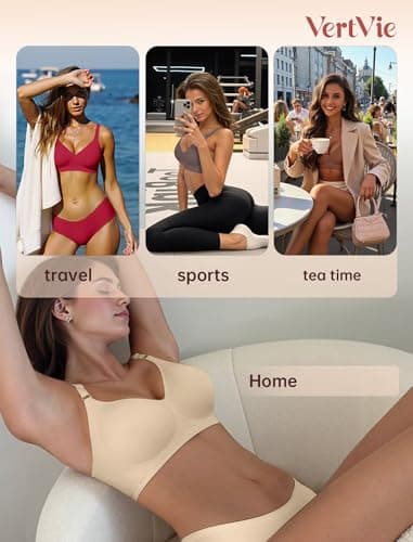 Vertvie Womens Wireless Bras No Underwire Push Up Bra Seamless Supportive Full Coverage Everyday Bras Regular and Plus Size(Grey,Large) - Thumbnail 6