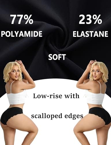 MCOWOD Seamless Underwear for Women Low Rise Hipster Wave Edge Sexy No Show Bikini Panties Multicolor Size S 5 Pack - Thumbnail 4