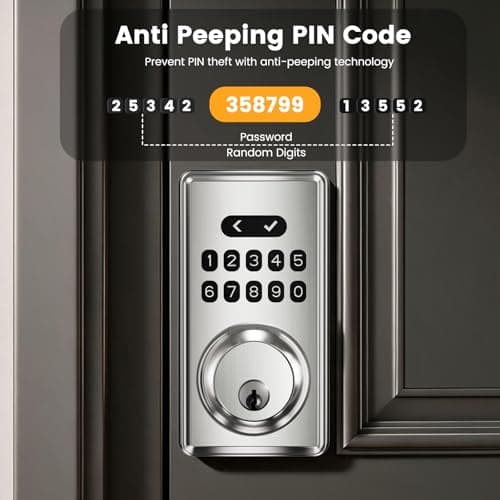 Keyless Entry Door Lock with Keypad, Smart Deadbolt Code Lock for Front Door with 2 Keys, Customizable User Codes, Auto Locking, Easy Installation - Thumbnail 3