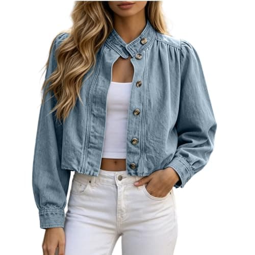 Cropped Jean Jacket for Women Lightweight 2026 Summer Fall