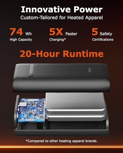 Venustas Men's Heated Vest with Battery, Up to 20 Hours of Warmth, Winter Quilted Vest for Outdoor - Thumbnail 5