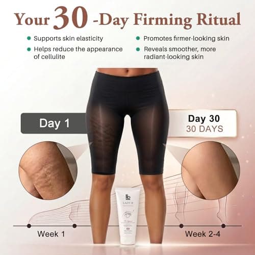 LADY B Firming Anti-Cellulite Body Lotion with Caffeine & Shea Butter – 6.8 Fl Oz Swiss Body Cream + Italian FIR Smartwear 2-in-1 Set, Invisible Shaping for Smooth Tight Skin, Clinically Tested （L/XL） - Thumbnail 5