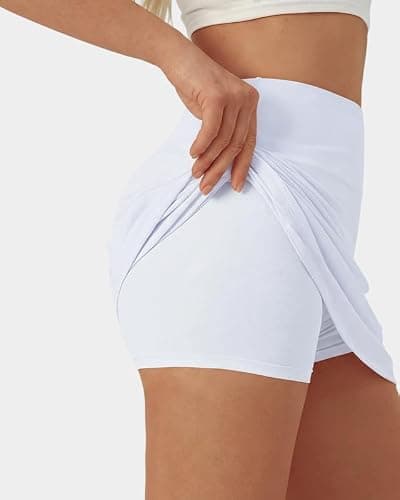 keriffe Women's Mini Skirt Y2K Sexy Club Skirts Stretchy Bodycon Skorts Athletic Tennis Golf White - Thumbnail 4