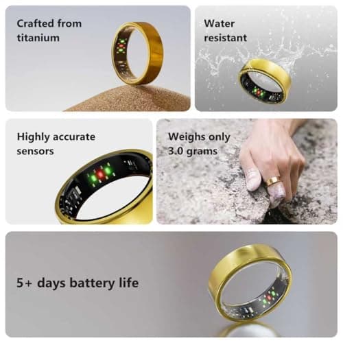 Victormont Vic Ring, Ultra-Light Titanium Smart Ring, 7-Day Battery Life, Fitness/Sleep/Stress Tracker for Women & Men, No APP Subscription Fees, IP68 Waterproof, iOS & Android Compatible(Gold, 10) - Thumbnail 6