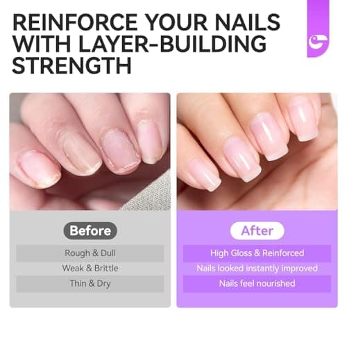 Nail Ridge Filler For Damaged Nails: Gelike ec 8 in 1 Nail Strengthener for Thin Nails and Growth - Protein Nail Ridge Filler with Top Coat Free - Thumbnail 6