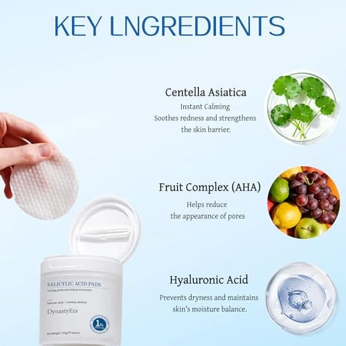Exfoliating Toner Pads for Face & Body, Gentle for Sensitive Skin, 1% Salicylic Acid, Pore Cleansing & Smoothing, with Cica & Hyaluronic Acid, 70 Count - Thumbnail 3