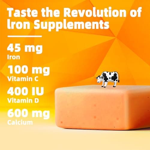 Parhaat Iron Soft Chew Supplement with Vitamin C | Orange Flavored | Gluten Free | Iron Supplement for Women Men and Kids | 60 Count | 2 Month Supply - Thumbnail 2