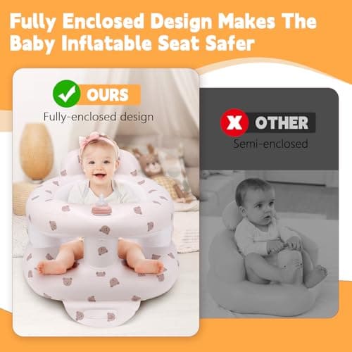Inflatable Baby Seat for Babies 3 Months & Up, Inflatable Baby Support Seat for Sitting Up, Toddler Baby Floor Chair with Built in Air Pump, Upgrade Water Injection Function, More Stable (Color#01) - Thumbnail 3