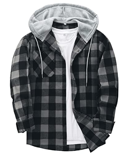 SWISSWELL Fannel Shirts for Men Button Up Shirt Men Long Sleeve Casual Fashion Cotton Lightweight Plaid Shirt Jacket with Hood - Image 1