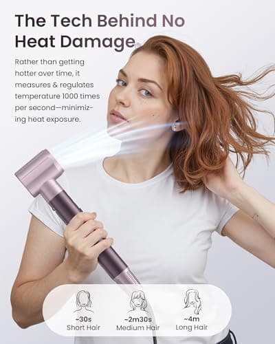 MESCOMB Dual Voltage Hair Dryer Brush for Travel, 5 in 1 Air Styler with High-Speed Blow Dryer, Anti-Frizz, Compact, 100V-240V for Worldwide Use, Includes Travel Bag (Purple) - Thumbnail 4