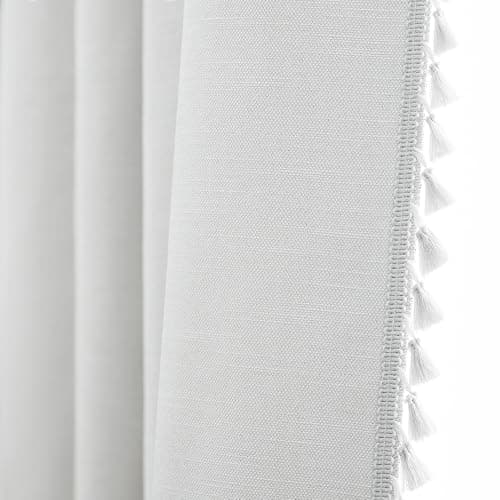 LIMON HOME White 100% Blackout Curtains 96 Inch Length Off White Linen Curtains Farmhouse Decor for Living Room Bedroom Thick Llinen Curtain 2 Panels Set - Image 1