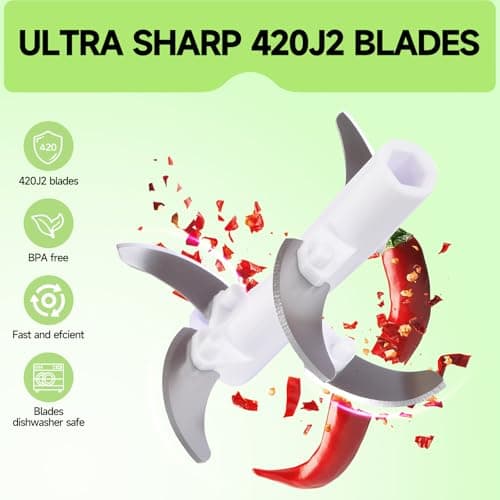 Ziweaye Manual Food Processor Vegetable Chopper, Portable Hand Pull String Garlic Mincer Onion Cutter for Veggies, Ginger, Fruits, Nuts, Herbs, etc., （900ml,Gray-green） - Thumbnail 4