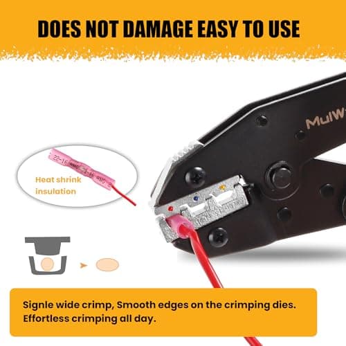 Mulwark Wire Crimping Tool for Heat Shrink, Wire Crimper AWG 10-22 | Professional Wire Crimpers-Crimping Pliers for Automotive, Marine & DIY Electrical Projects - Thumbnail 5
