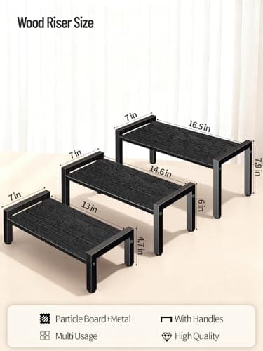 LAIDUOLEOE Wood Risers Display Stands, 3 Tier Stepped Display Shelf for Perfume Collectibles, Buffet Risers Tiered Tray Stand & Serving Tray for Food Desserts Vendor Events Party Decor - Thumbnail 3