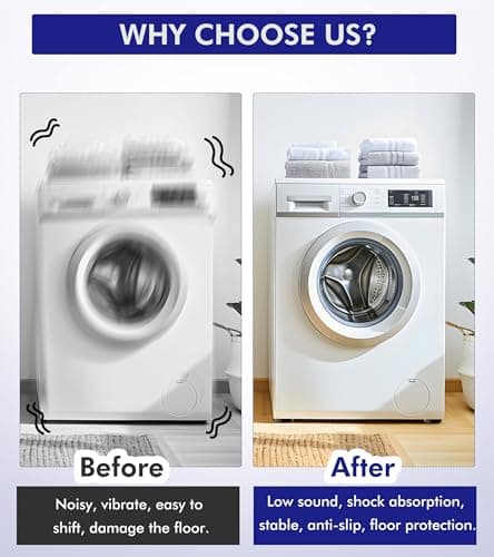 LILIWER Anti Vibration Pads For Washing Machine, Prevent Sliding Out, Soundproofing Base for Appliances, Floor Protector 4 Pack (4) - Thumbnail 3