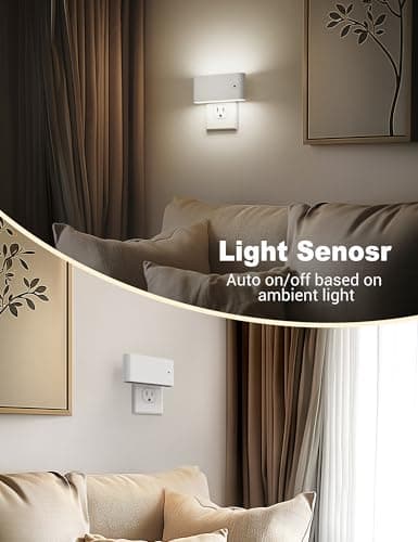 JandCase LED Night Lights Plug into Wall, Night Light with Dusk to Dawn Light Sensor, Dimmable Night Light Plug in [2 Pack], 5000K Cool White Nightlight for Bedroom Hallway Kids Room Kitchen - Thumbnail 3