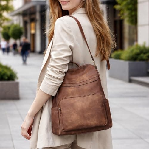 Botimmy Anti-Theft Backpack Purse for Women, Convertible 3-in-1 Vegan Leather Backpack with Hidden Zipper, Adjustable Shoulder & Crossbody Bag for Travel and Daily Commute - Thumbnail 3