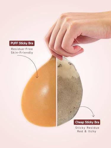 Invisible Strapless Sticky Bra Push up for Women, Adhesive Bra for Backless Dress, Silicone Cleavage Lift Nipple Covers(D Cup, Coffee) - Thumbnail 4