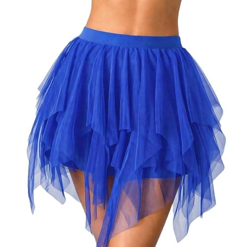 Avidlove Women's Skirts Short Fairy Fluffy Layered Tulle Mesh A-Line Lined Puffy Skirt for Party Costume Blue Large - Image 1