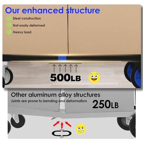 3 in 1 Collapsible Hand Truck Dolly Cart with Wheels Collapsible/Folding handtruck Dolly with IM & Straps/Portable/Adjustable Size/for Boxes/Cartons/Warehouse/Shopping/500 Lbs Load - Thumbnail 5