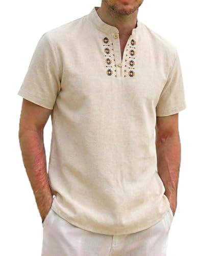 ZAFUL Beach Mens Collared Shirts Mens Short Sleeve Shirts Quick Dry Resort Wear White M - Image 1