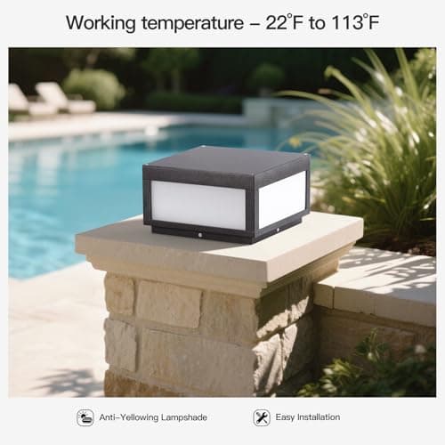 MVBT Outdoor Post Lights Hard Wired, AC100-240V 11.8" Column Light, Modern Pillar Lights Outdoor Waterproof, 3000K Square Post Lamp LED Lighting, Large Gate Fence Posts Light for Garden Patio Outside - Thumbnail 6