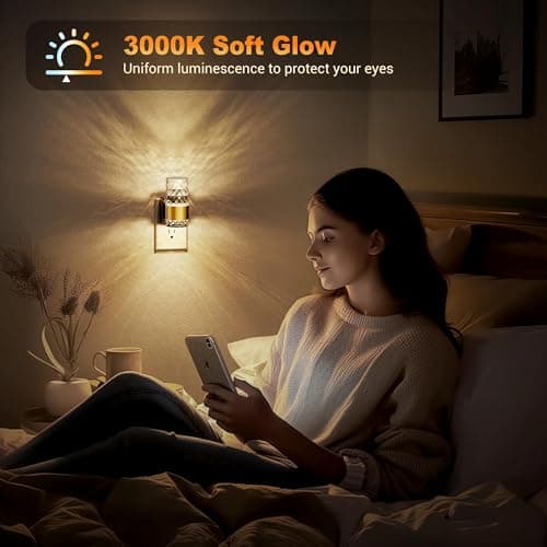 JandCase Night Light, Automatic Night Lights Plug into Wall, 3000K LED Nightlights with 0-100LM Adjustable Brightness, Night Light Plug in with Light Sensor for Bathroom Hallway Room Decor - Thumbnail 5