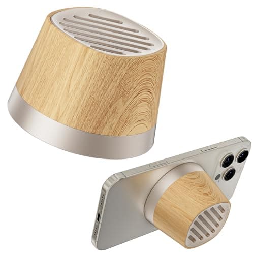 Magnetic Bluetooth Speaker, Wireless Charger Station, Portable Mini Speaker with Wireless Charger & Phone Stand, Bluetooth Speakers for Kitche, Refrigerator, Anything Magnet, Gifts (Light Beige)