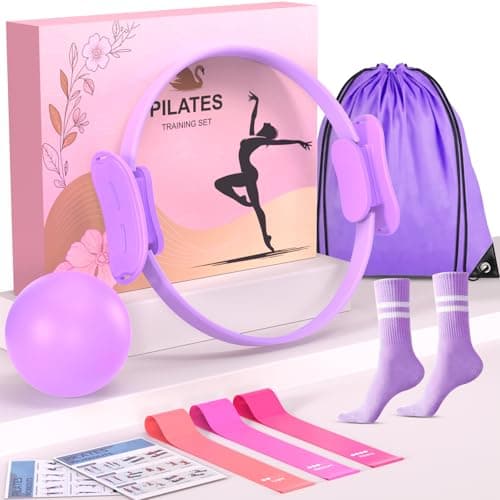 Pilates Kit for Home Workouts Set for Women, Pilates Ring Equipment and Ball Set Home Pilates Workout Kit with 15" Magic Circle Ring and Resistance Bands, A Must-Have for Beginners and Seasoned Yogis - Image 1