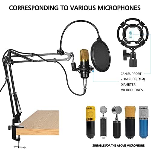 Microphone Stand for Blue Yeti, Quadcast Boom Arm Scissor Mic Stand with Windscreen and Double layered screen Pop Filter Heavy Duty Mic Boom Scissor Arm Stands, Broadcasting and Recording.Game - Thumbnail 2