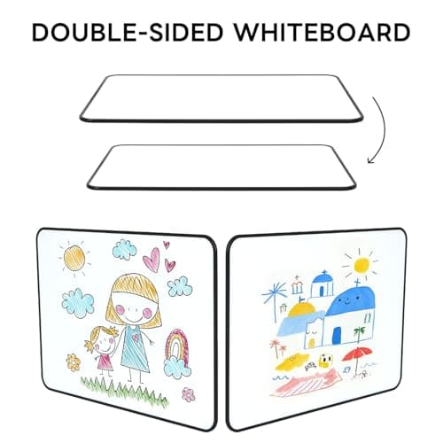 Tonsmile Magnetic Whiteboard, 2 Pack A3 Double Sided Dry Erase Board, Mini Whiteboard with 10 Pens and 2 Erasers, 16" x 12" Durable Portable Small White Boards for Home, Office & Classroom - Thumbnail 3