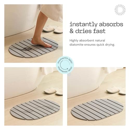 Deepstone Foldable Stone Bath Mat – Large Diatomaceous Earth Mat, Quick Dry with Non-Slip Base, Water Absorbing Bathroom and Shower Stone Mat, Easy to Clean (24” x 15”), Grey - Thumbnail 3
