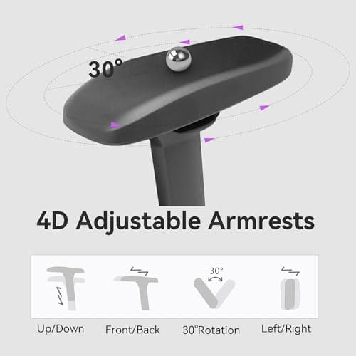 VENTUVIBE Gaming Chair 4D Adjustable Armrests - 170° Reclining & 320lb Capacity, High Back Ergonomic Computer Chair with Lumbar Support, Office Game Chair for Adults, PU Black - Thumbnail 4