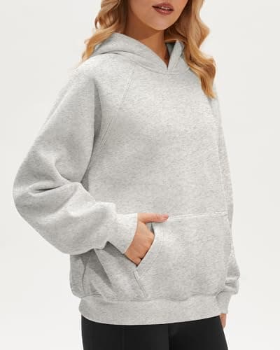 Stelle Women Hoodies Oversized Fleece Long Sleeve Comfy Casual Pullover Sweatshirts 2026 Winter Fall Outfits Light Heather Grey Medium - Thumbnail 2