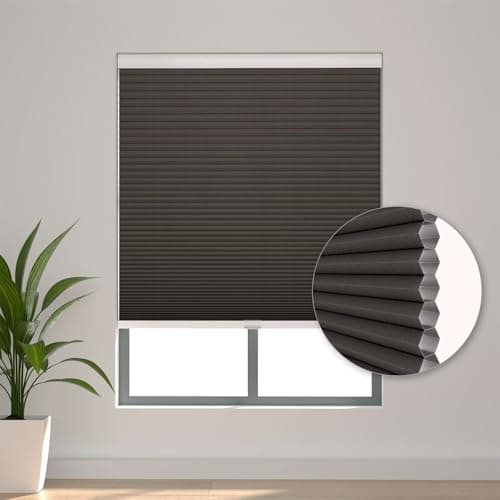 Changshade Blackout Cellular Shades Cordless Blinds for Indoor Windows, Room Darkening Honeycomb Pull Down 1.5" Cell for Bedroom, Bathroom, Nursey, Taupe, Shade Size 35.5 Inch Width, 72 Inch Height - Thumbnail 5