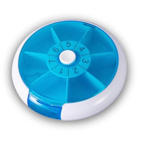 Weekly Medicine Pill Organizer - 7 Day Round Pill Box with Rotary Design, Daily Compartment for Vitamins & Medication, Compact Pill Case for Purse,Portable Travel Essentials for Pills & Supplements - Image 1