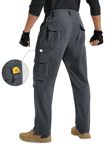 MOURCE Tactical Pants for Men Stretch - Lightweight Quick Dry Men's Cargo Work Pants Construction Military Outdoor, Grey XL - Thumbnail 4