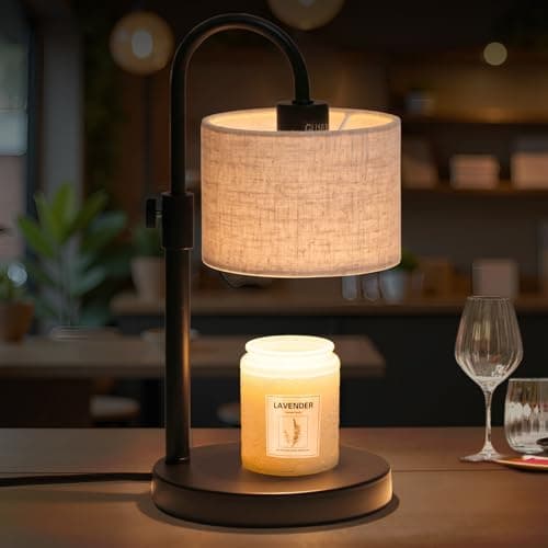 FINCMY Candle Warmer Lamp with Timer, Dimmable Candle Wax Warmer Candle Lamp Warmer with 2 Bulbs, Mothers Day Gifts Birthday Gifts for Women Bedroom Home Decor (Linen-Upgraded) - Image 1