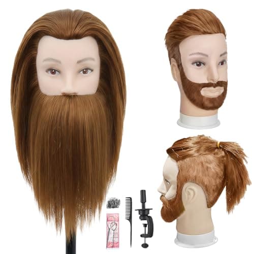 Male Mannequin Head with Hair,10" Barber Mannequin Head,Cosmetology Hairdresser Training Doll Manikin Head for Hair Styling and Practice（27 Brown）