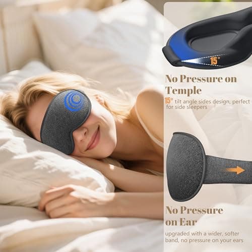 Vynix Sleep Mask for Men Women - 100% Blackout Eye Masks for Sleep, Zero Pressure 3D Sleeping Mask, Adjustable Light Blocking Eye Cover Blindfold for Travel, Nap, Night Work, Office - Gray - Thumbnail 5