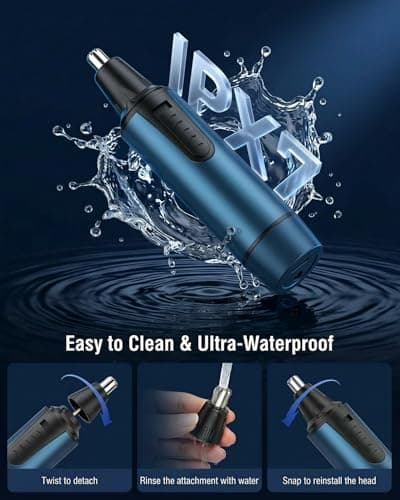 AREYZIN Nose Hair Trimmer for Men,2025 Professional 3 in 1 Painless Rechargeable Ear and Nose Trimmer,IPX7 Waterproof Eyebrow Facial Hair Trimmer Body Grooming Kit Dual Edge Blades - Thumbnail 5