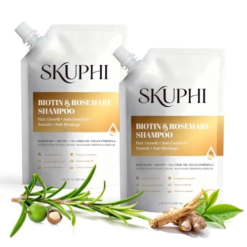 SKUPHI Rosemary Amino Acid Shampoo, Biotin Hair Growth Shampoo for Thinning Hair Women and Men Hair Loss Zinc PCA + Hydrolyzed Silk, Balancing & Nourishing Formula, 8.45 fl oz, 2-Pack