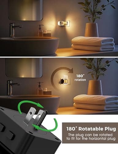 Night Lights Plug into wall, Color Changing Night Light with Rotatable Plug, Dusk to Dawn Light Sensor and Adjustable Brightness, Elegant Design Night Light for Kids Bedroom,Bathroom, 2 Pack - Thumbnail 2