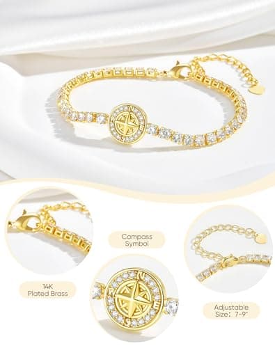 Retirement Gift Bracelet for Women - Compass Bracelet Coworker Leaving Travel Graduation Gifts for Women,Goodbye Going Away Farewell Retired Gift for Coworkers Woman Friends Manager Teacher Style-1 - Thumbnail 5