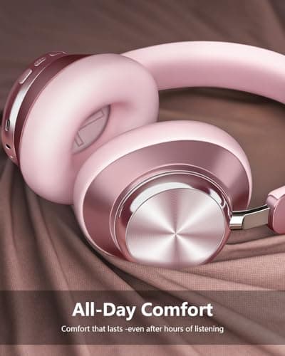 Wentronic Y03 Bluetooth Headphones Wireless Active Noise Cancelling Over Ear Headphones 48 Hours Playtime High Sound Quality 6 EQ Music Mode Headphones with Soft Ear Cushion - Pink - Thumbnail 3