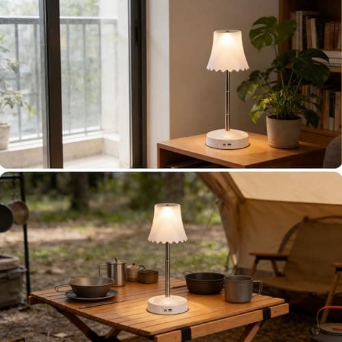 DEXULESA 2 Pack Rechargeable Table Lamp, LED Cordless Table Lamp with 3 Color Temperatures & Stepless Dimming, 7 RGB Colors Battery Operated Portable Table Light for Living Room, Bedroom (White) - Thumbnail 6