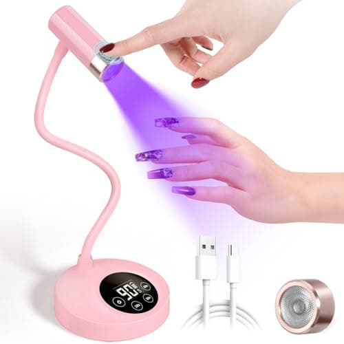 AORAEM UV LED Nail Lamp, Rechargeable Gooseneck Lamp for Gel Nails 12W Quick Dry LED Nail Light Nail Dryer with 4 Timers & Auto Sensor, Professional Flash Cure Light for Gel Nails Home DIY Pink - Image 1