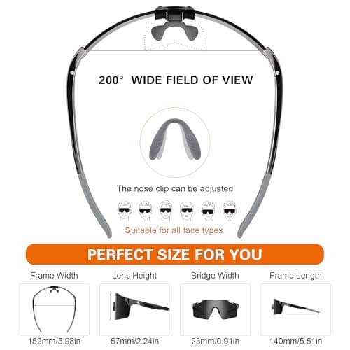 Sports Cycling Glasses for Men: Lightweight UV400 Protection Sunglasses for Women Running Ride Pickleball Fishing TR90 - Thumbnail 4